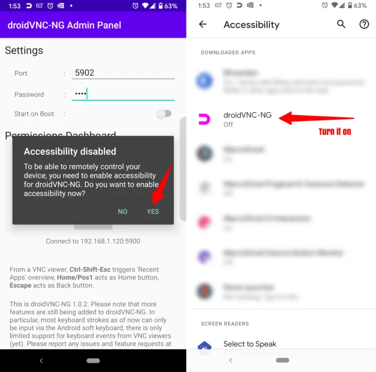 Enable Android Accessibility Permissions